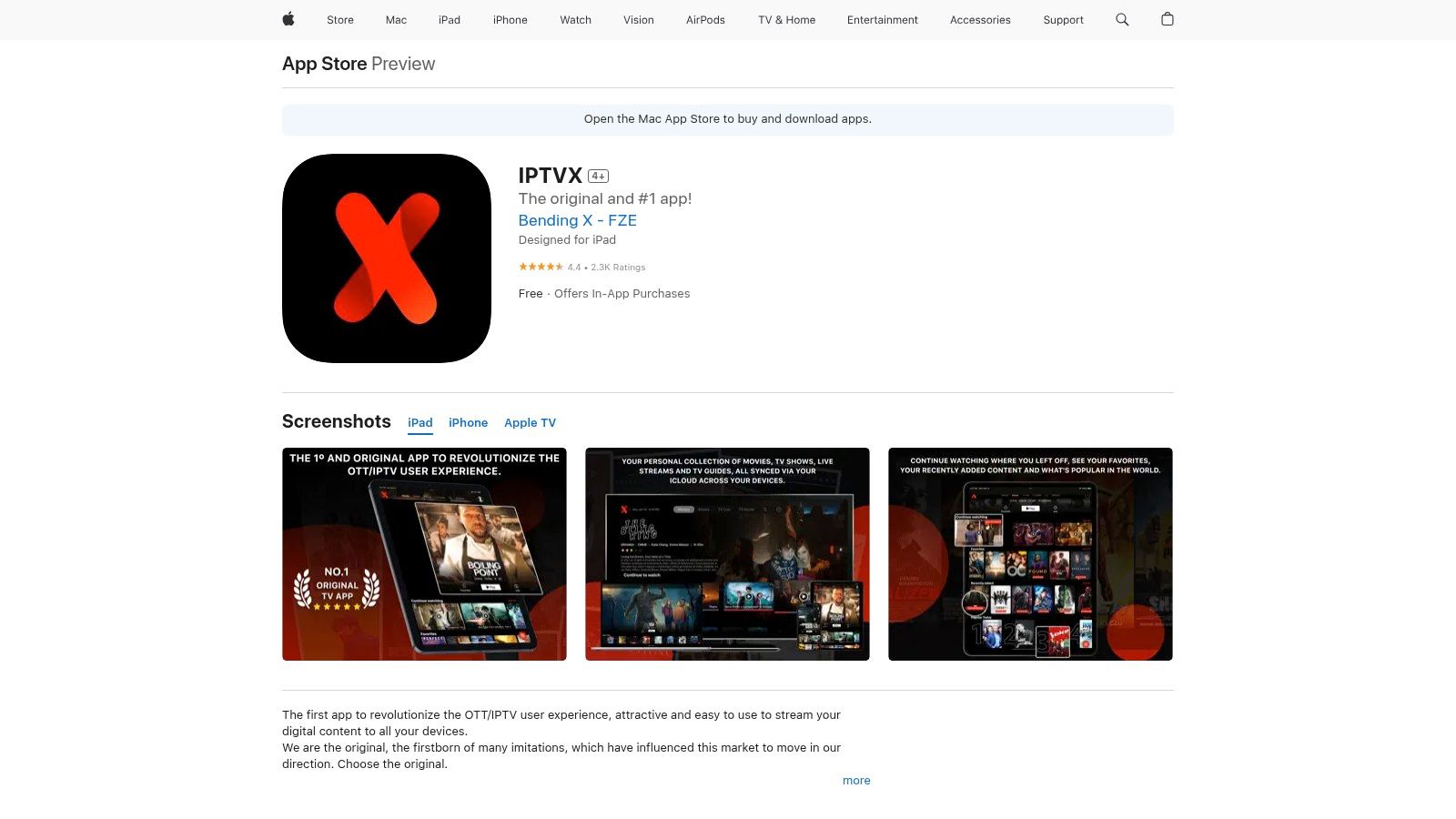 IPTVX (Apple App Store)