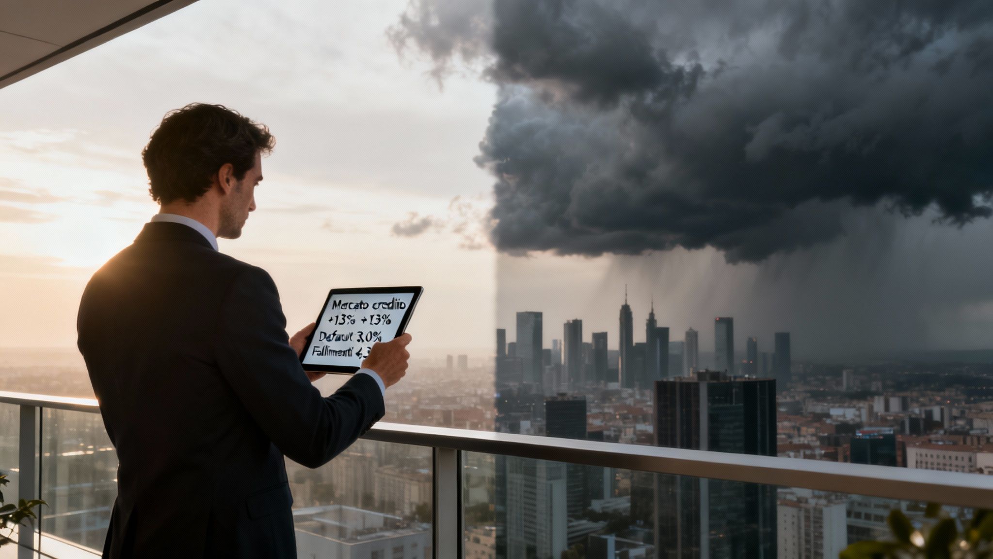 Uomo d'affari che si occupa di gestione del rischio
