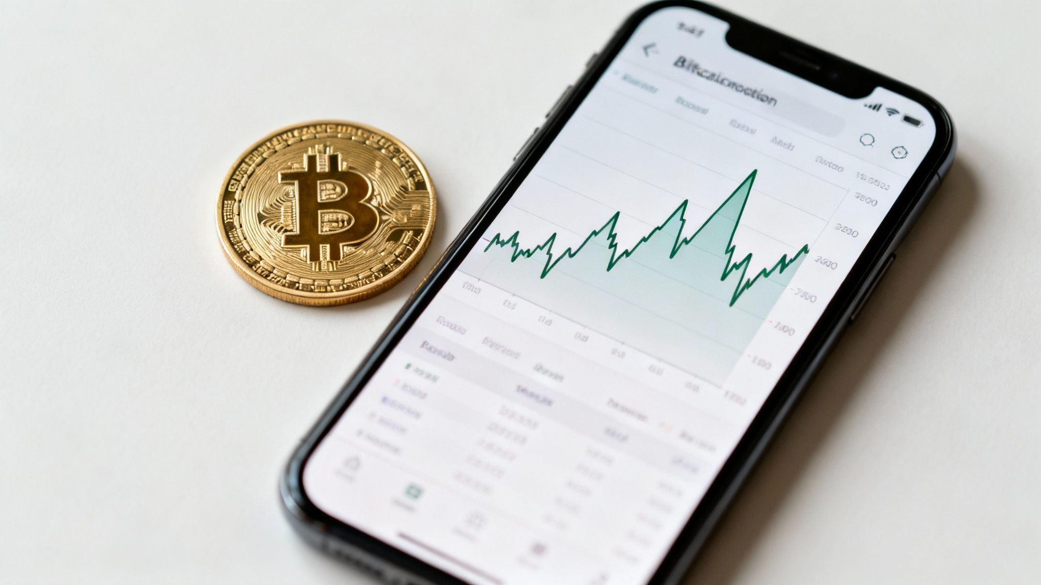 Una visualizzazione di un grafico di criptovalute con sovrapposti indicatori di analisi ciclica, come le Medie Mobili Centrate