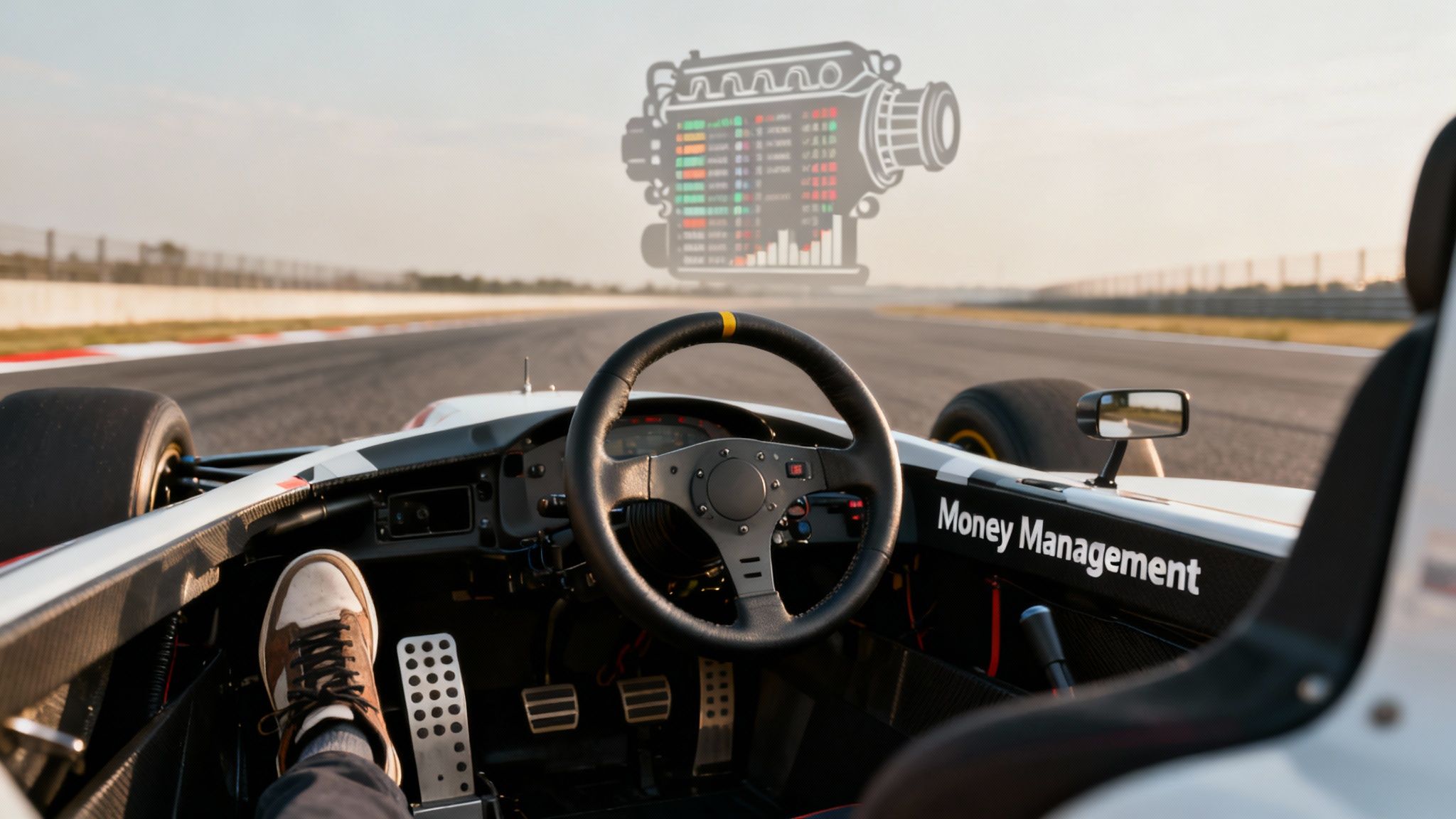 Un trader che analizza grafici finanziari con attenzione, simbolo di una gestione calcolata.