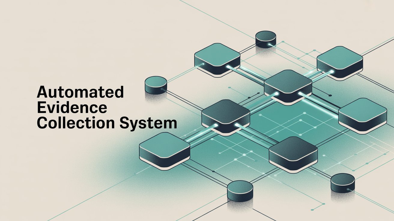 Automated evidence collection system architecture showing integrations and continuous data flow across platforms