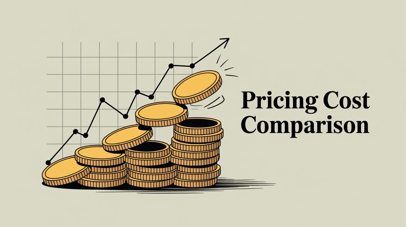 Stacked coins with upward trending graph line representing pricing cost comparison and value analysis between compliance platforms