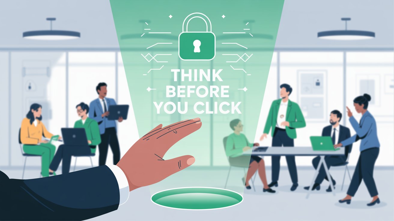 Illustration of security awareness training showing team members engaged in learning about compliance and best practices