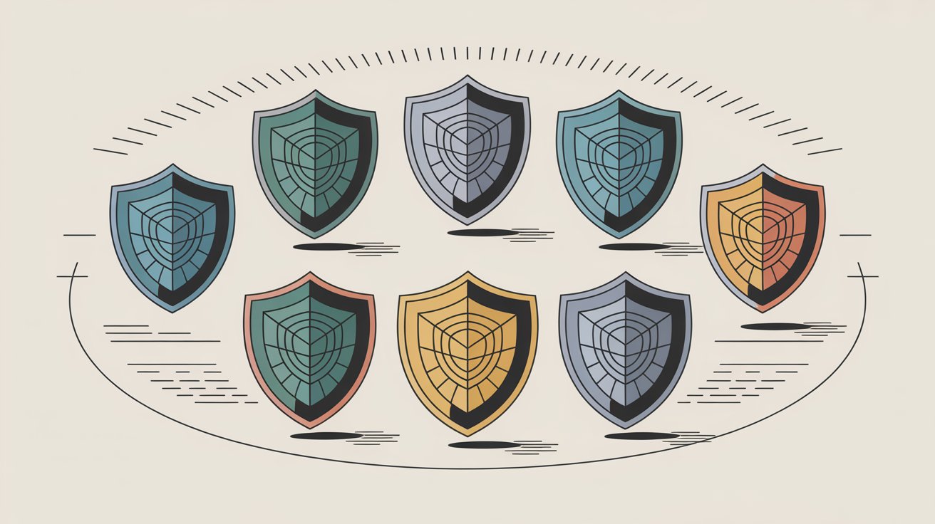 Professional collection of security compliance certification badges representing frameworks like SOC 2, ISO 27001, HIPAA, and other standards supported by Vanta and Drata
