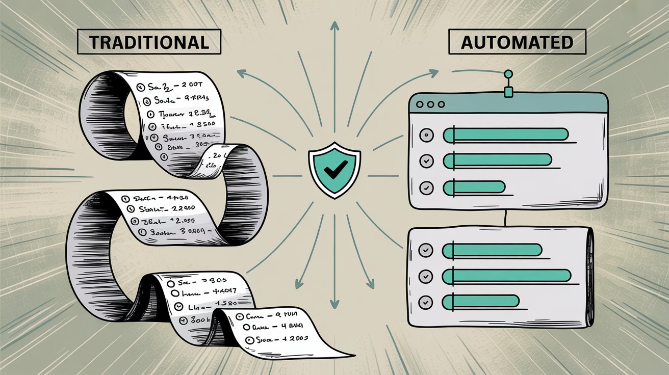 Professional illustration comparing SOC 2 timeline approaches: traditional lengthy process versus modern automated rapid compliance