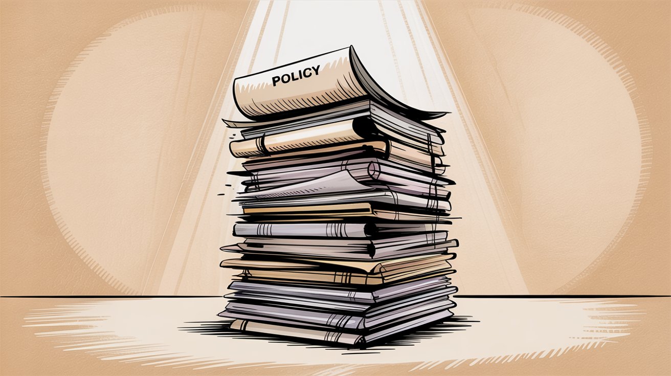 Policy documentation stack showing layered governance structure with core policies and supporting procedures