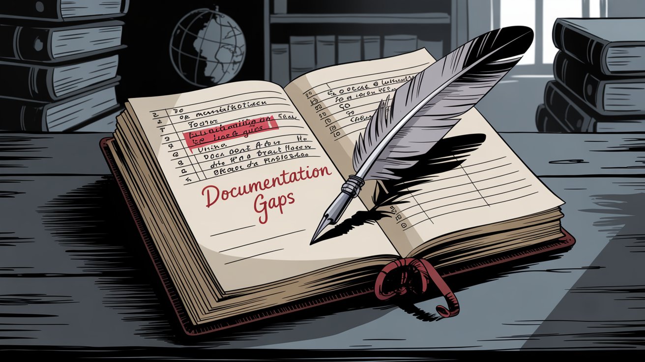 Open audit documentation book showing common failure patterns and documentation gaps