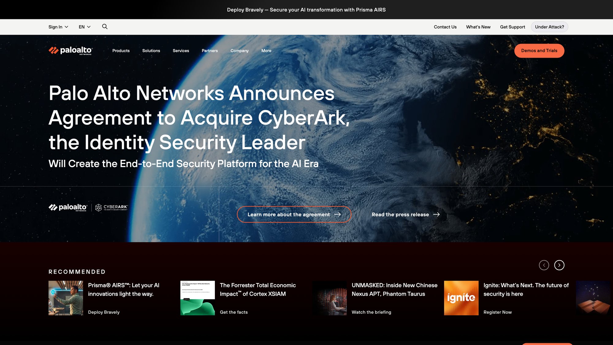 Palo Alto Networks Prisma Cloud platform homepage
