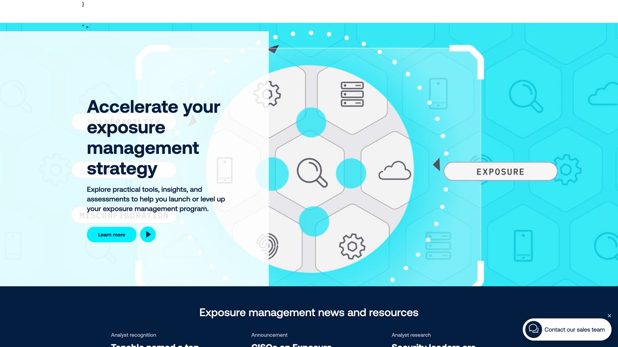 Tenable vulnerability management platform homepage