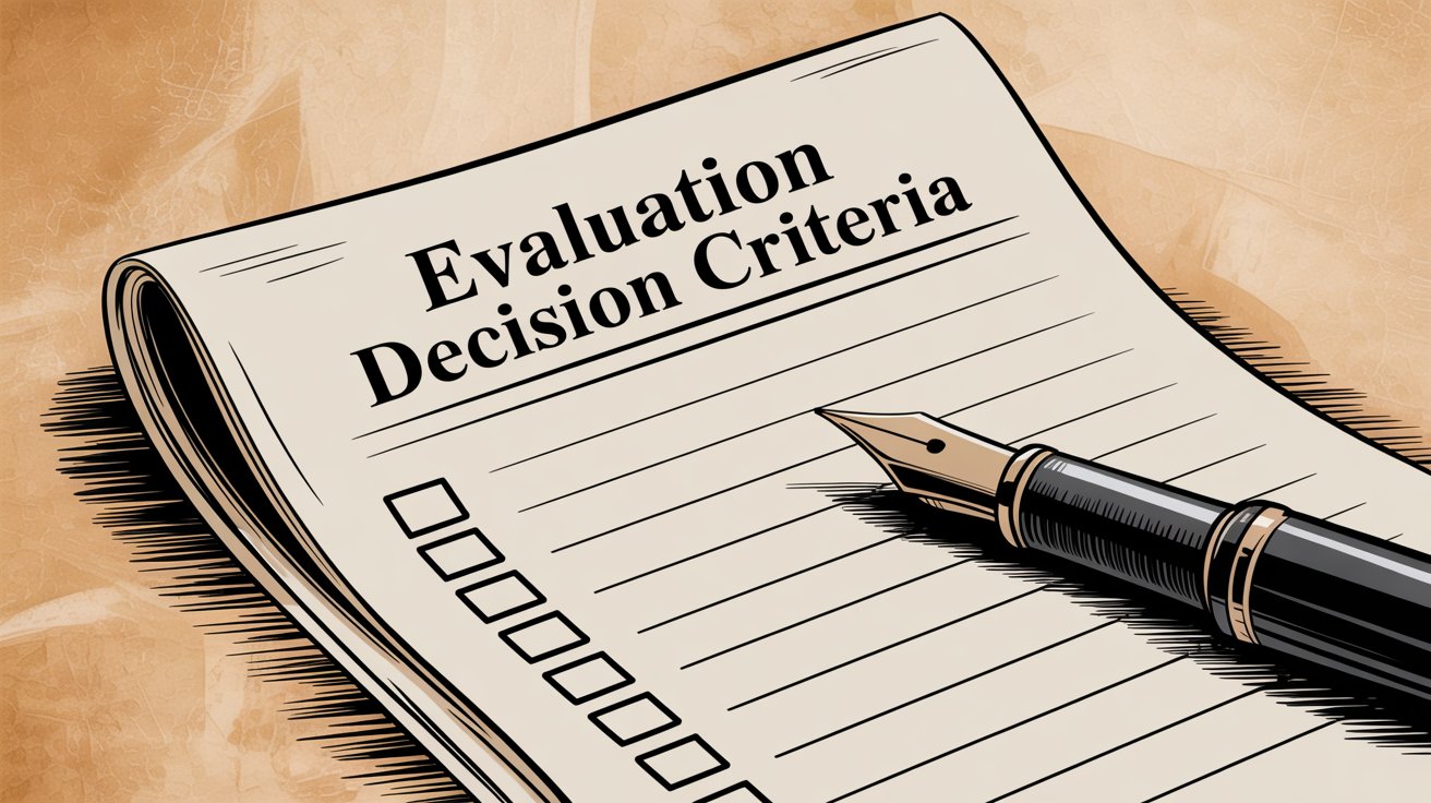 Compliance software evaluation checklist showing assessment criteria and decision factors