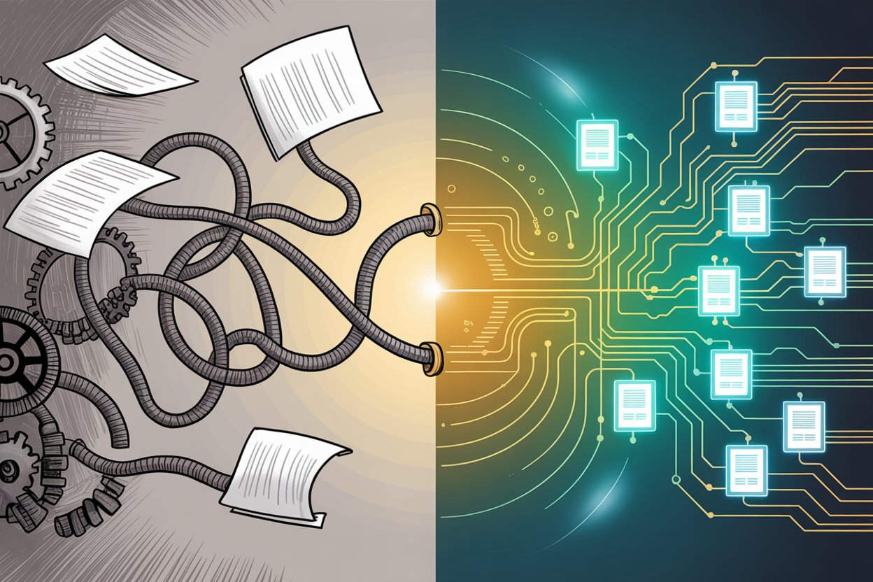 Comparison of traditional compliance consultant with manual processes versus AI platform with automation and efficiency