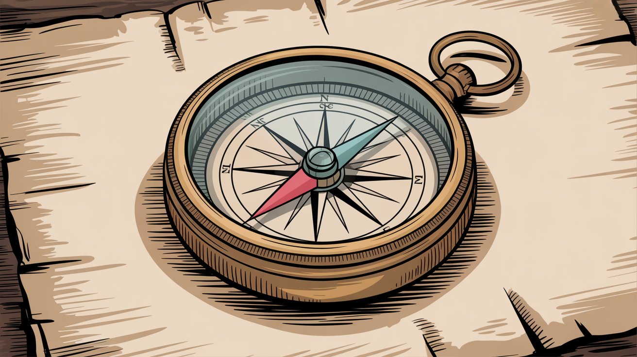 Brass navigation compass on a map showing multiple directional points, representing the decision-making process for choosing the right Drata alternative