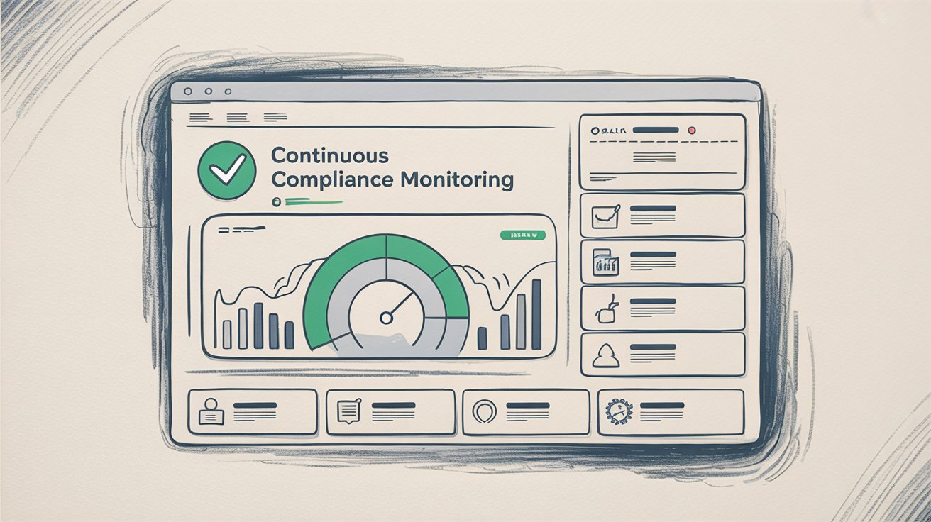 Continuous compliance monitoring dashboard showing real-time alerts and status checks across infrastructure