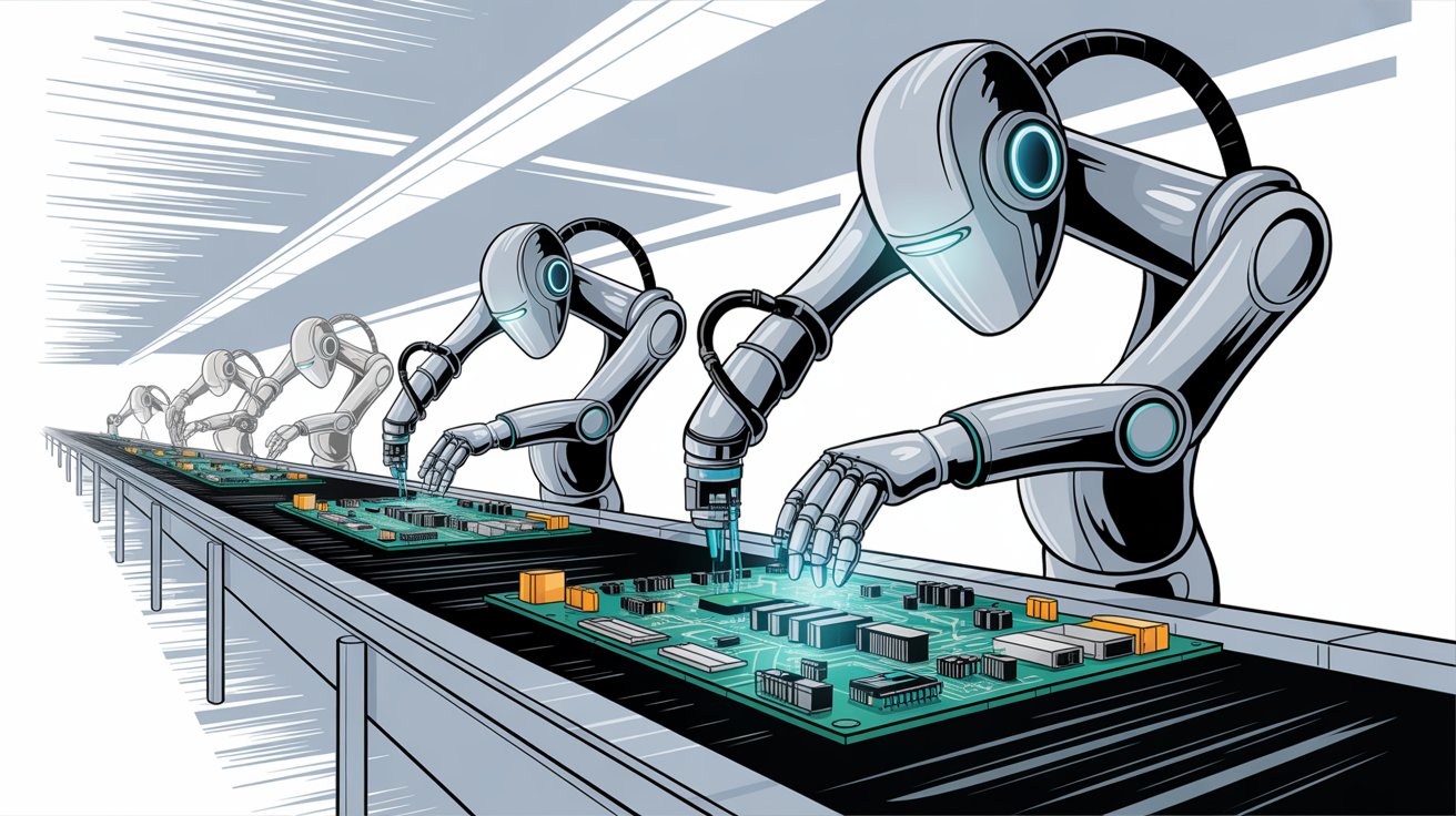 Automation robots working on assembly line representing done-for-you compliance service