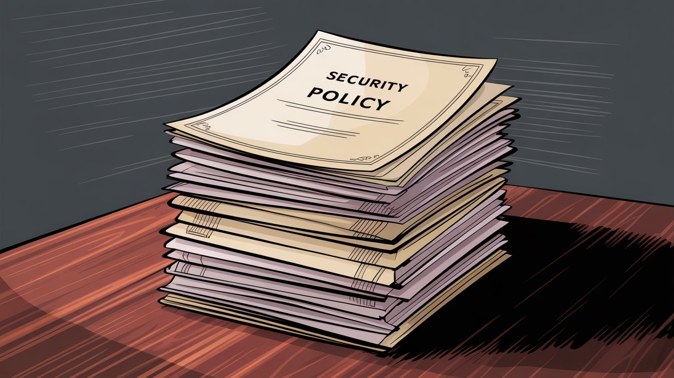 Illustration of organized security policy documentation representing comprehensive compliance framework