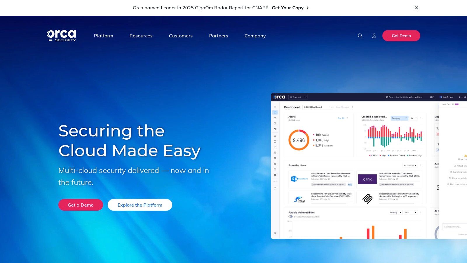 Orca Security (Agentless CNAPP with Vulnerability Management)