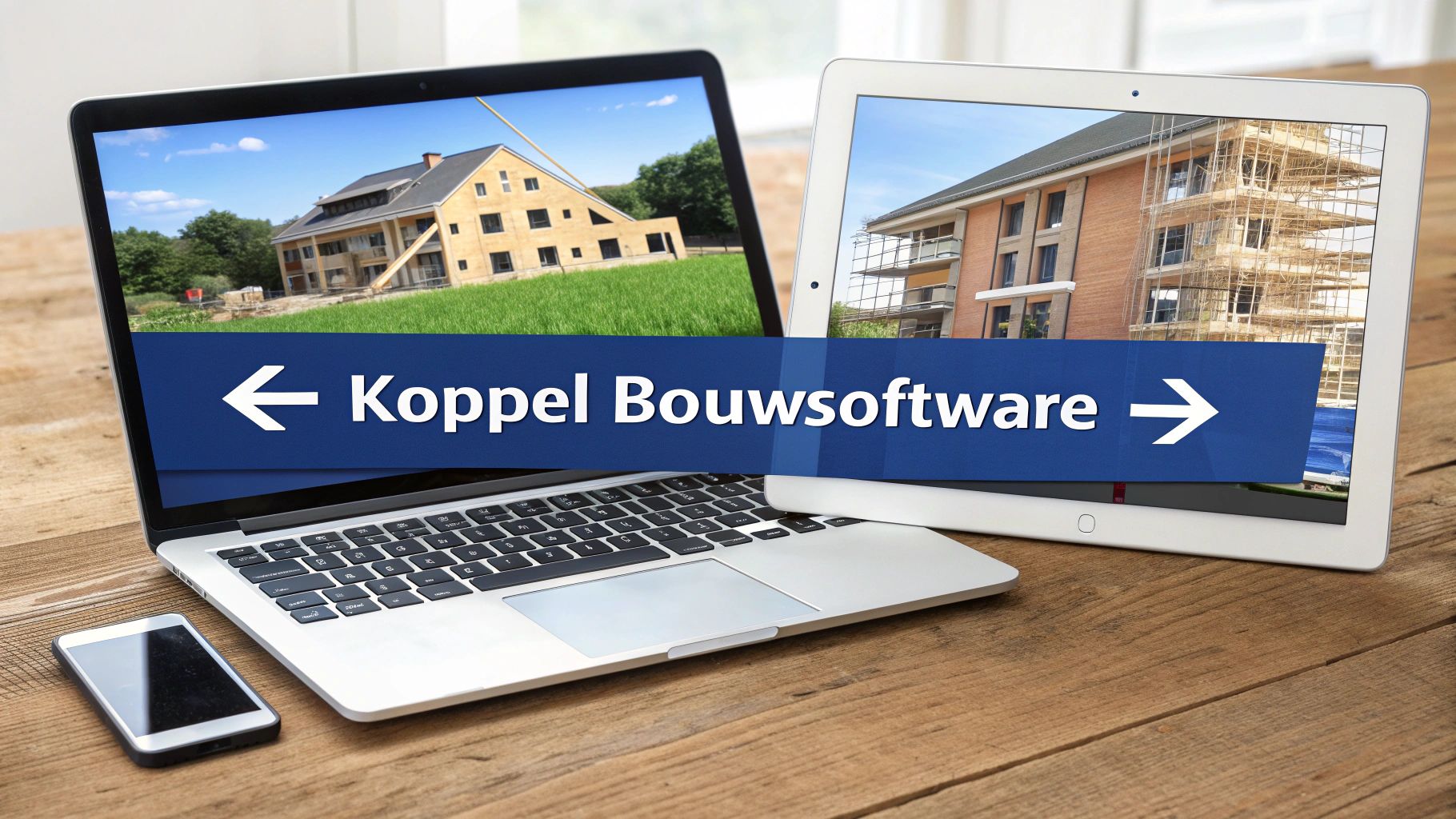 Een diagram dat de integratie tussen verschillende software en apparaten toont, wat leidt tot een gecentraliseerd systeem.