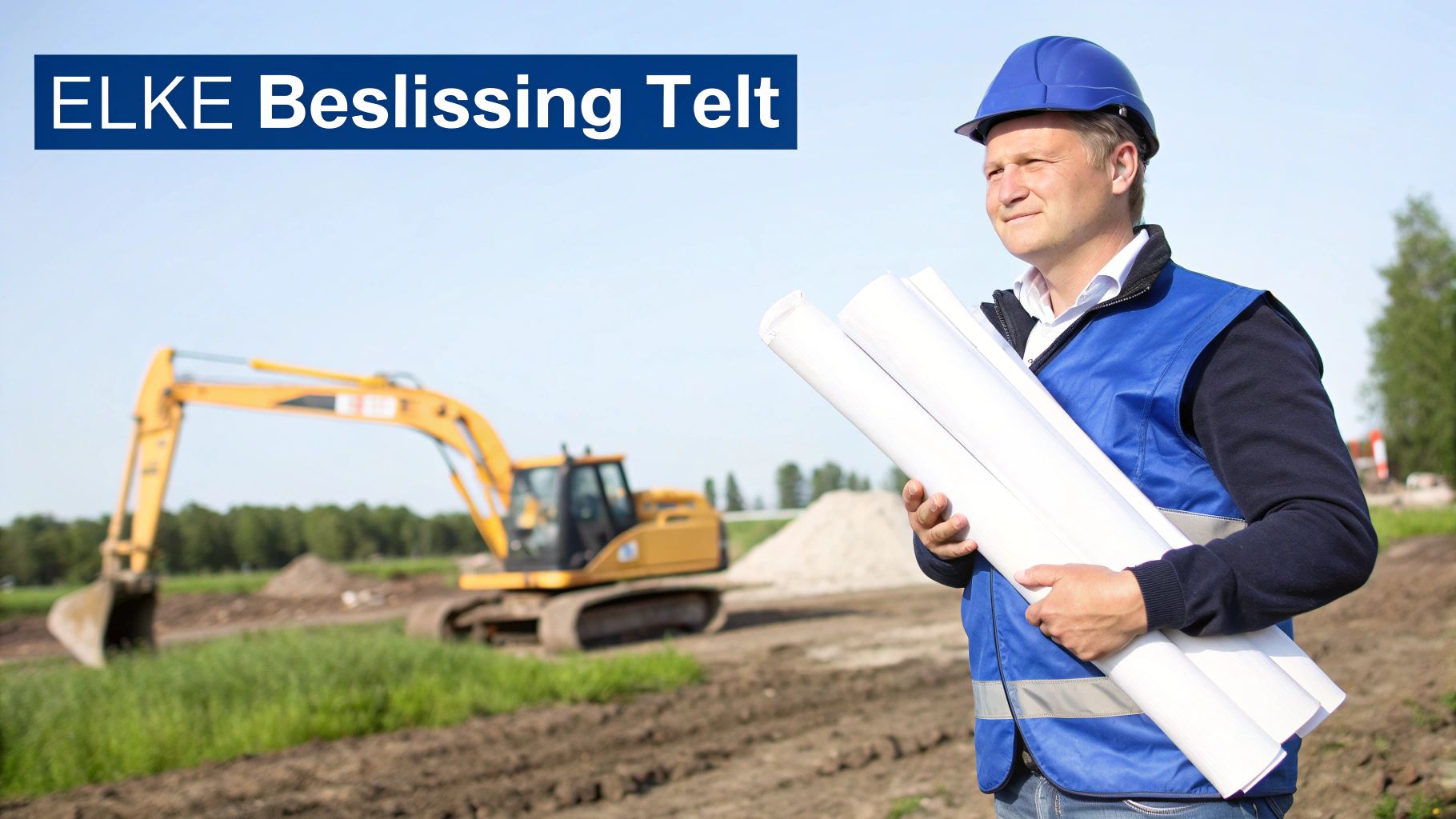 Twee bouwvakkers die een bouwplan bespreken