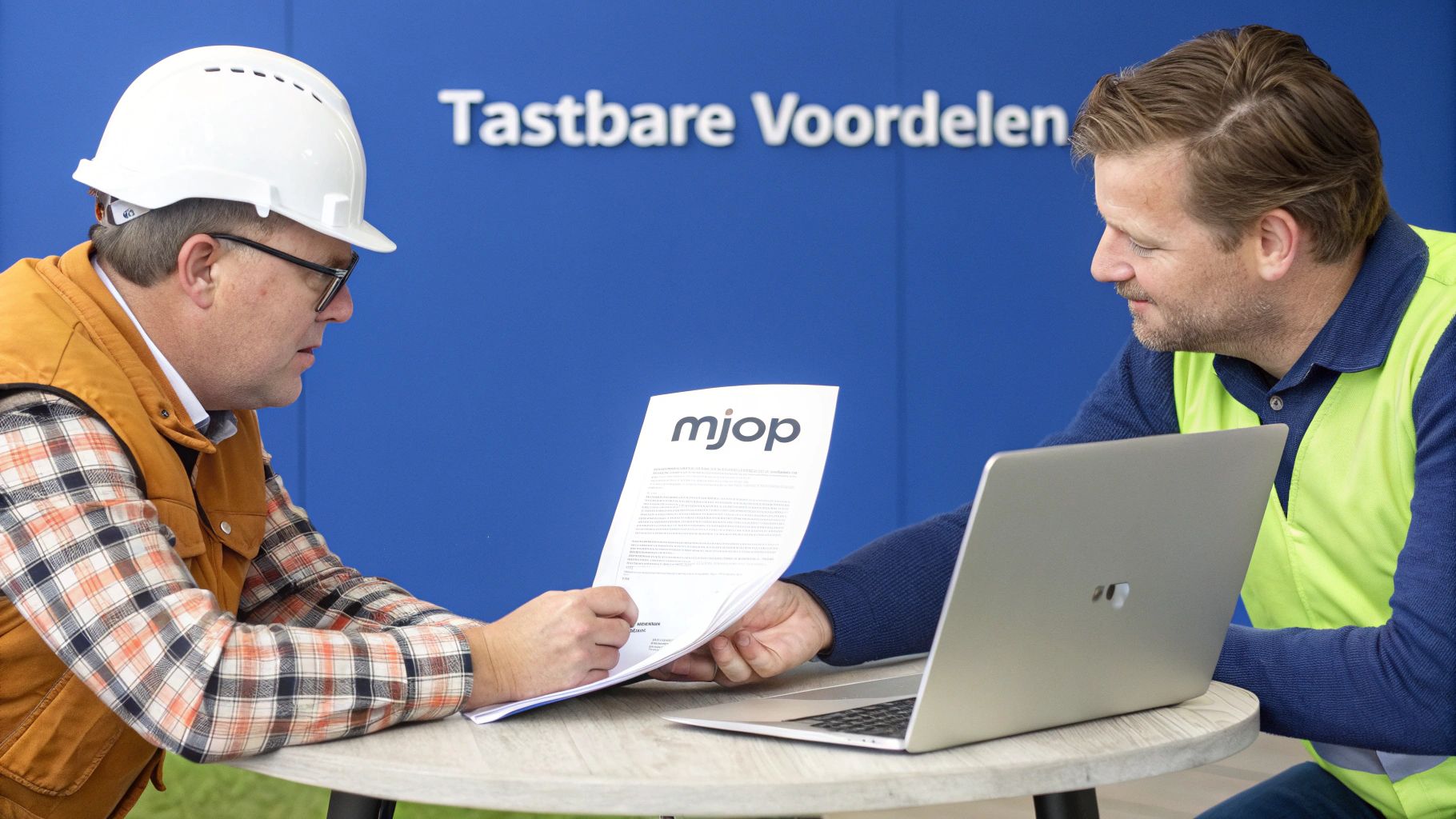 Een inspecteur die de buitenkant van een gebouw beoordeelt