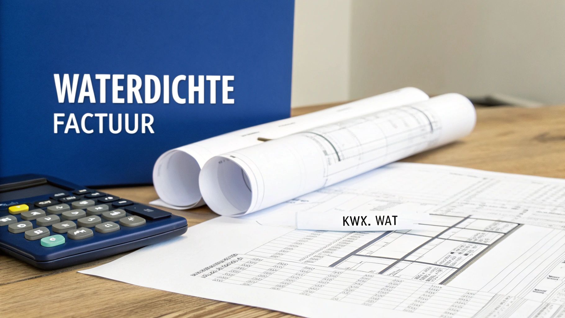 Professionele factuur op een bureau in een bouwomgeving