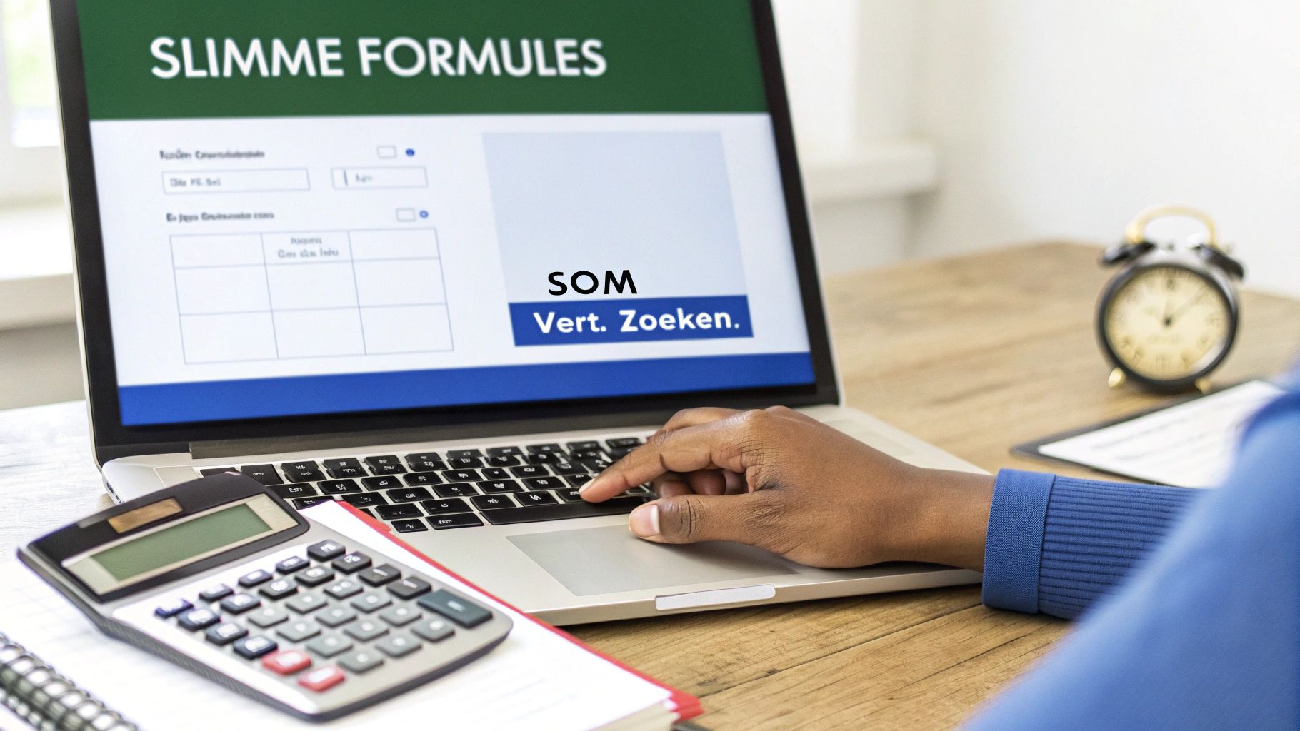 Laptop screen showing an Excel spreadsheet with formulas