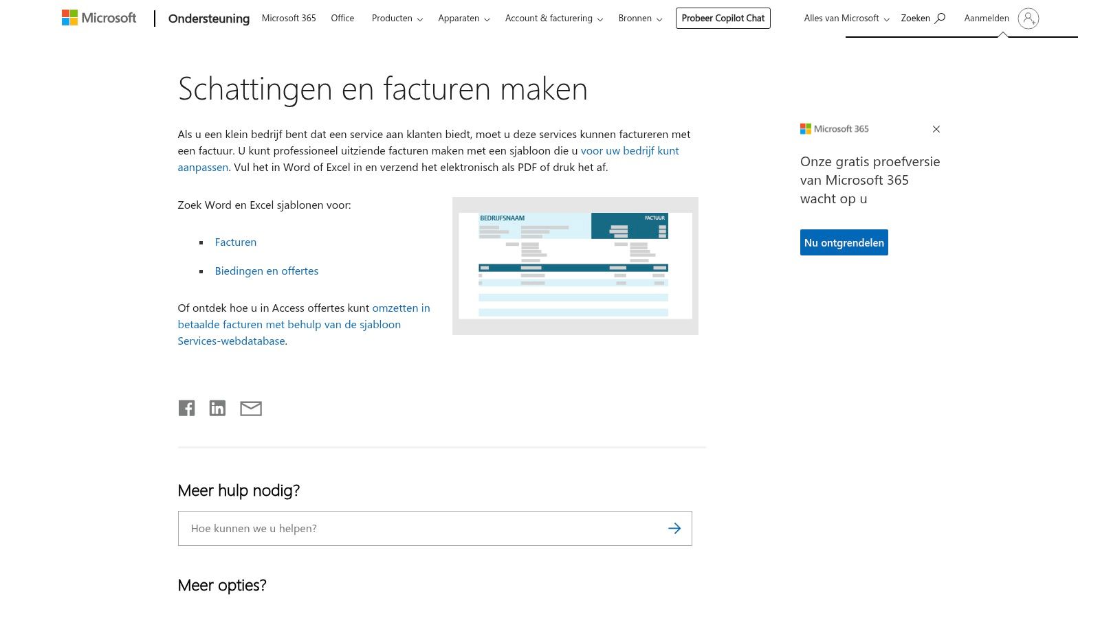 Microsoft Support – Schattingen en facturen maken