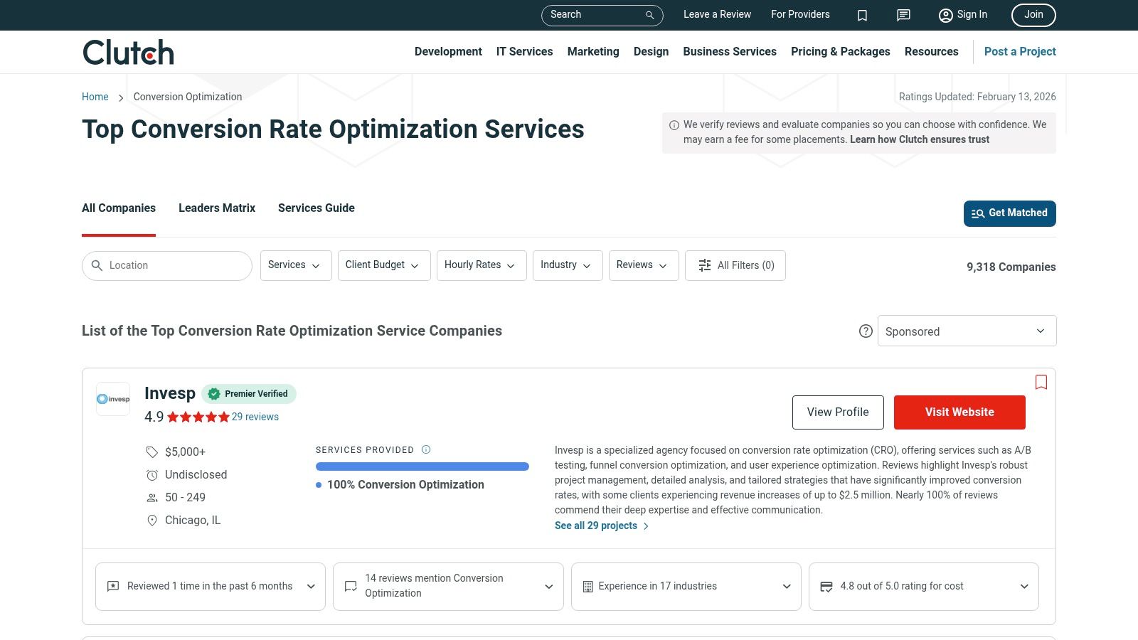 Clutch conversion optimization companies directory listing