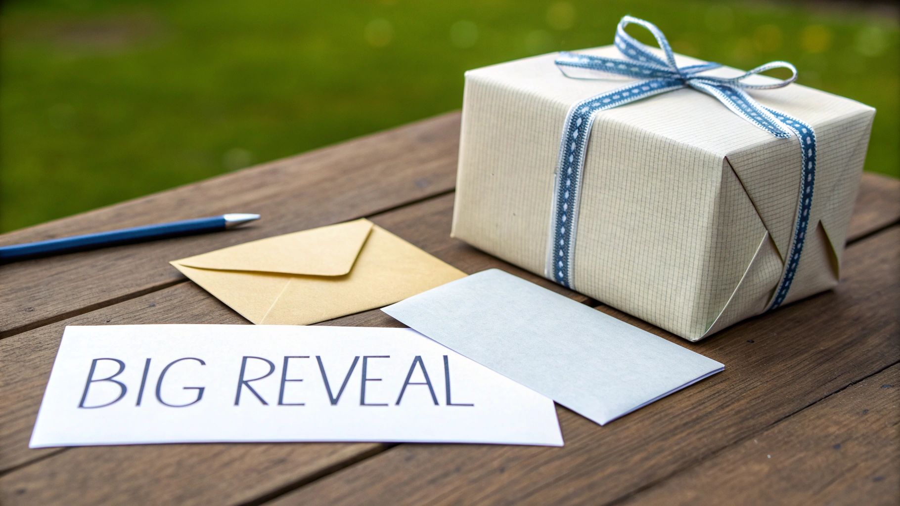 A woman smiles while holding a thoughtfully wrapped Christmas gift.