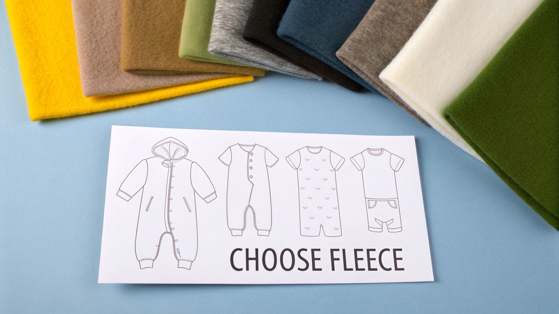 A woman choosing between different fleece onesie styles and colors.