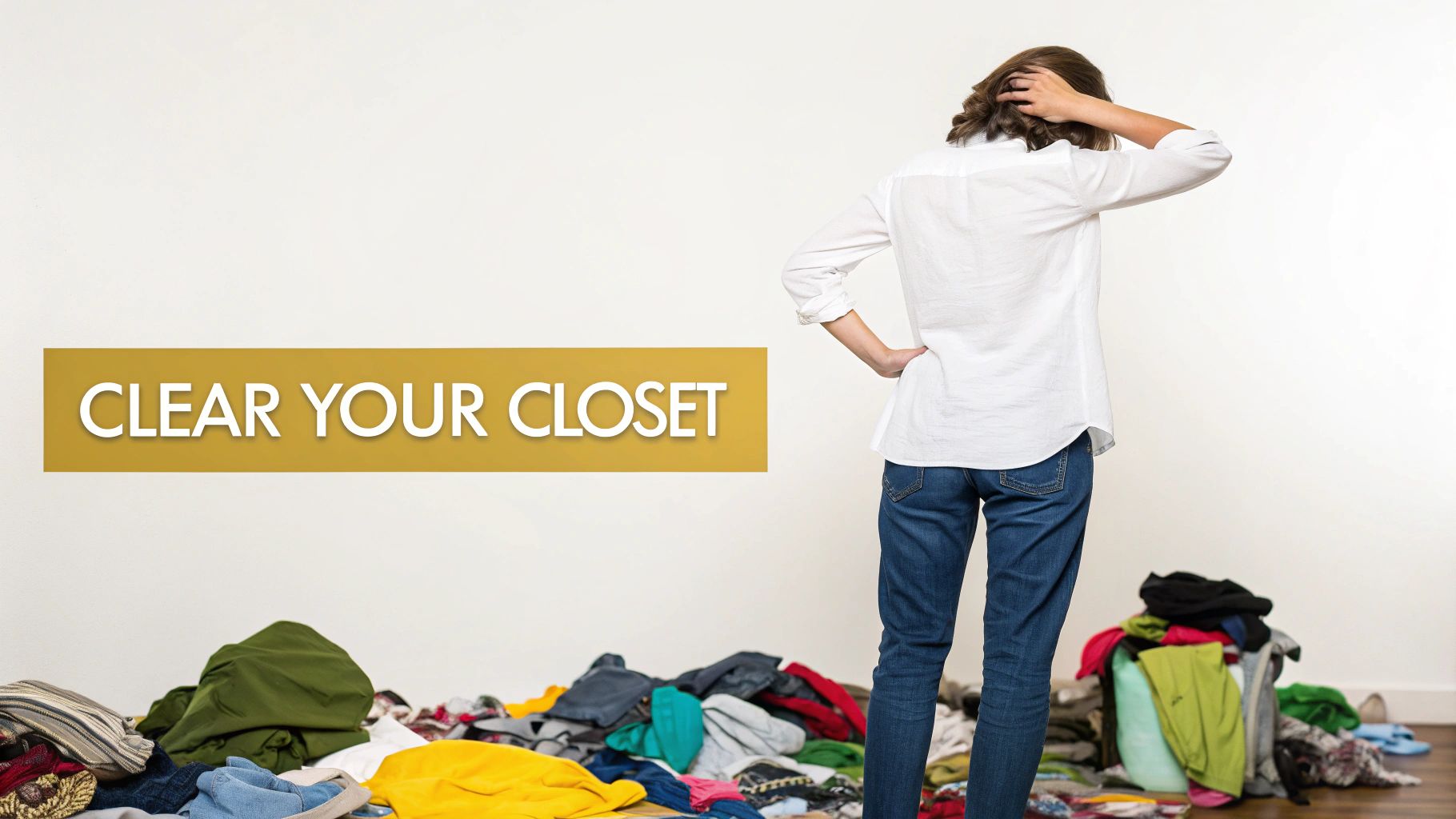 An organized capsule wardrobe hanging in a closet