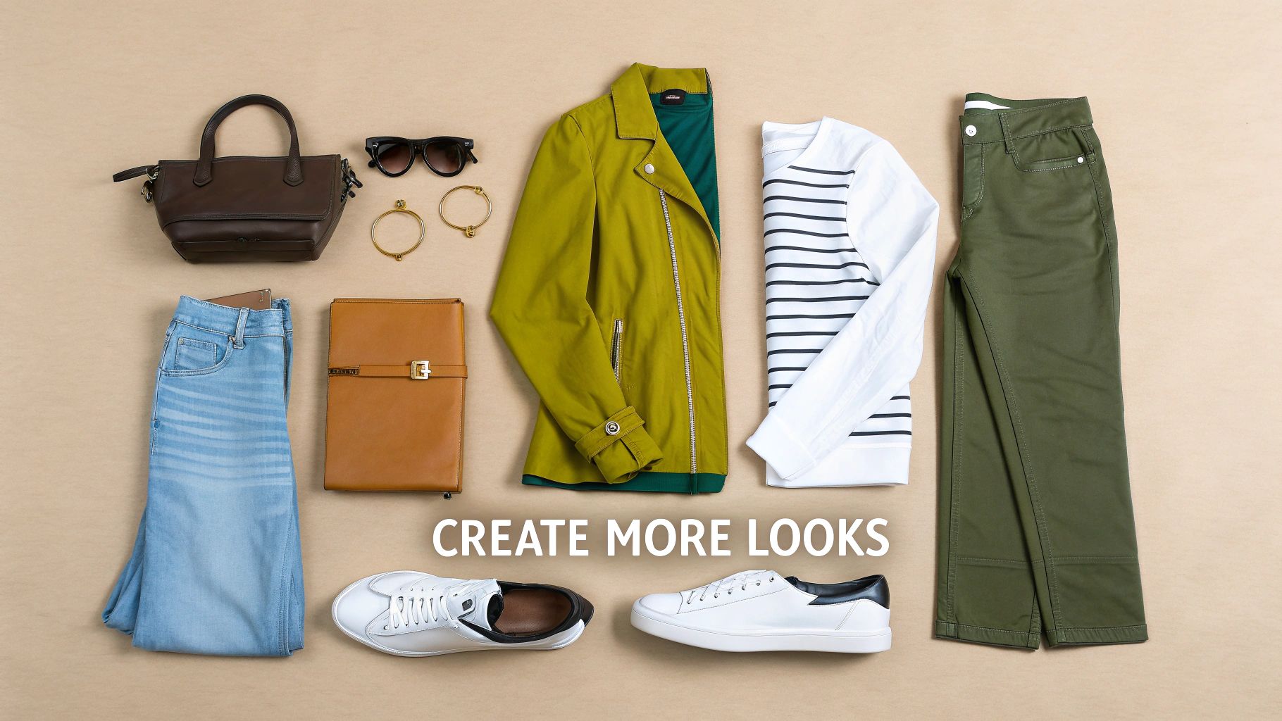 A woman creatively styling different outfits from a minimalist capsule wardrobe.