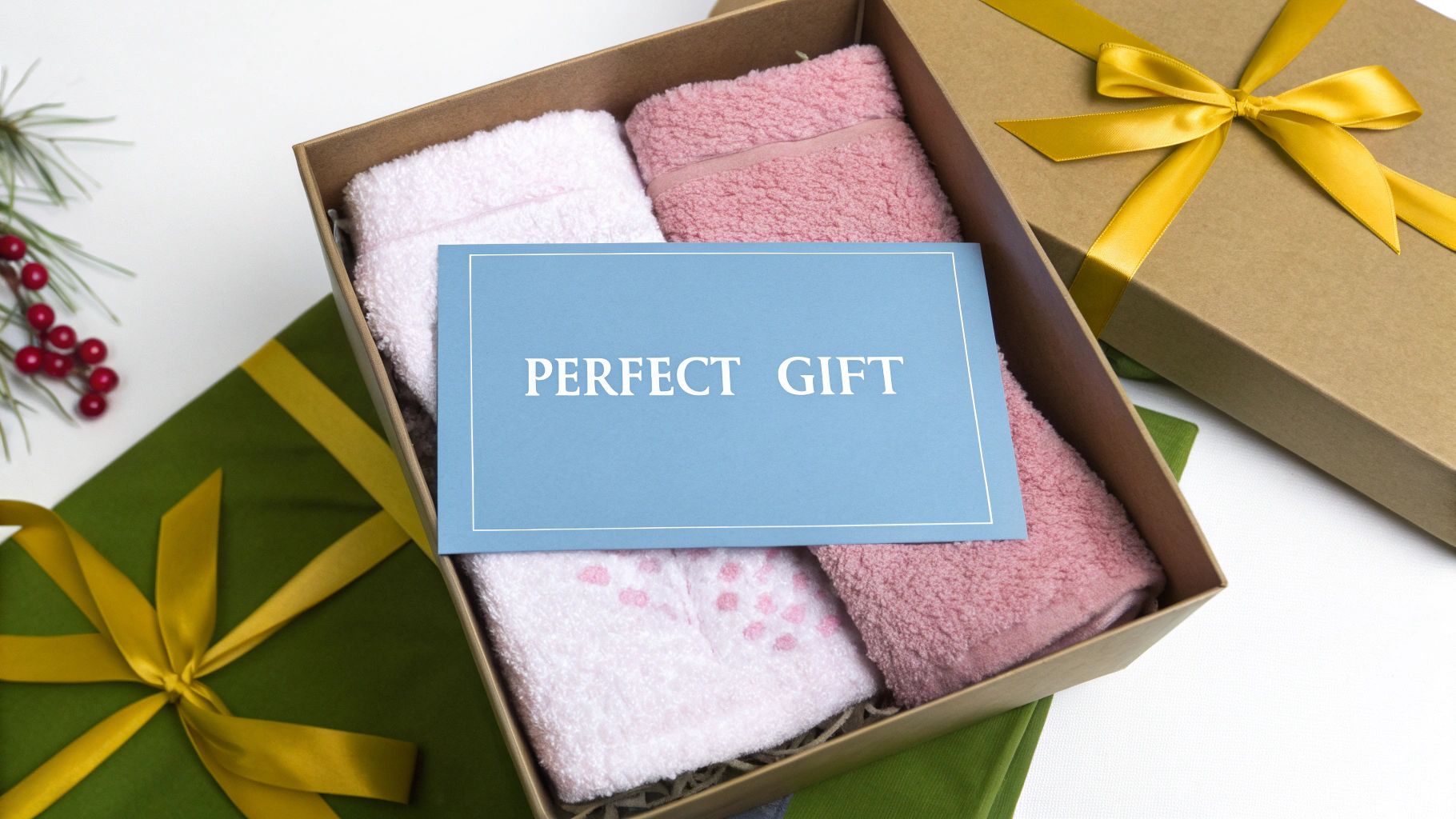 A pair of pink fluffy socks neatly presented in a gift box.
