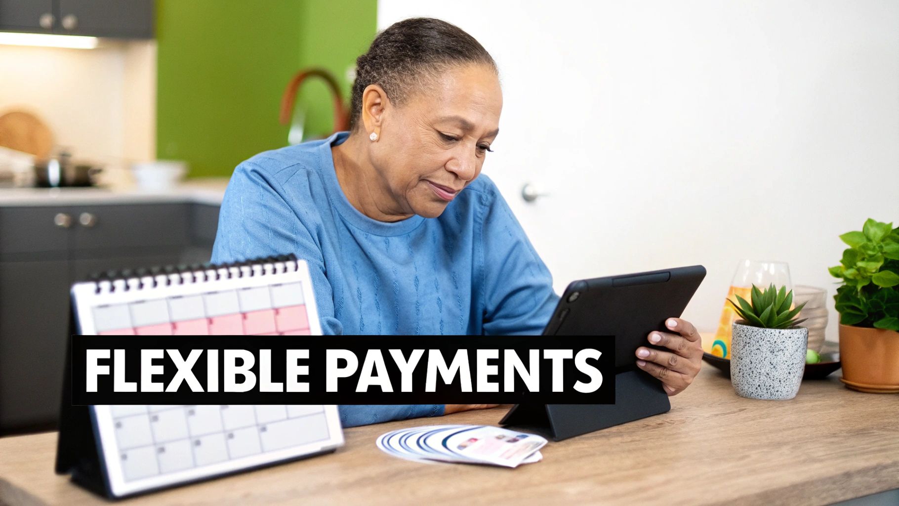 A person smiling confidently while holding an Invisalign aligner case