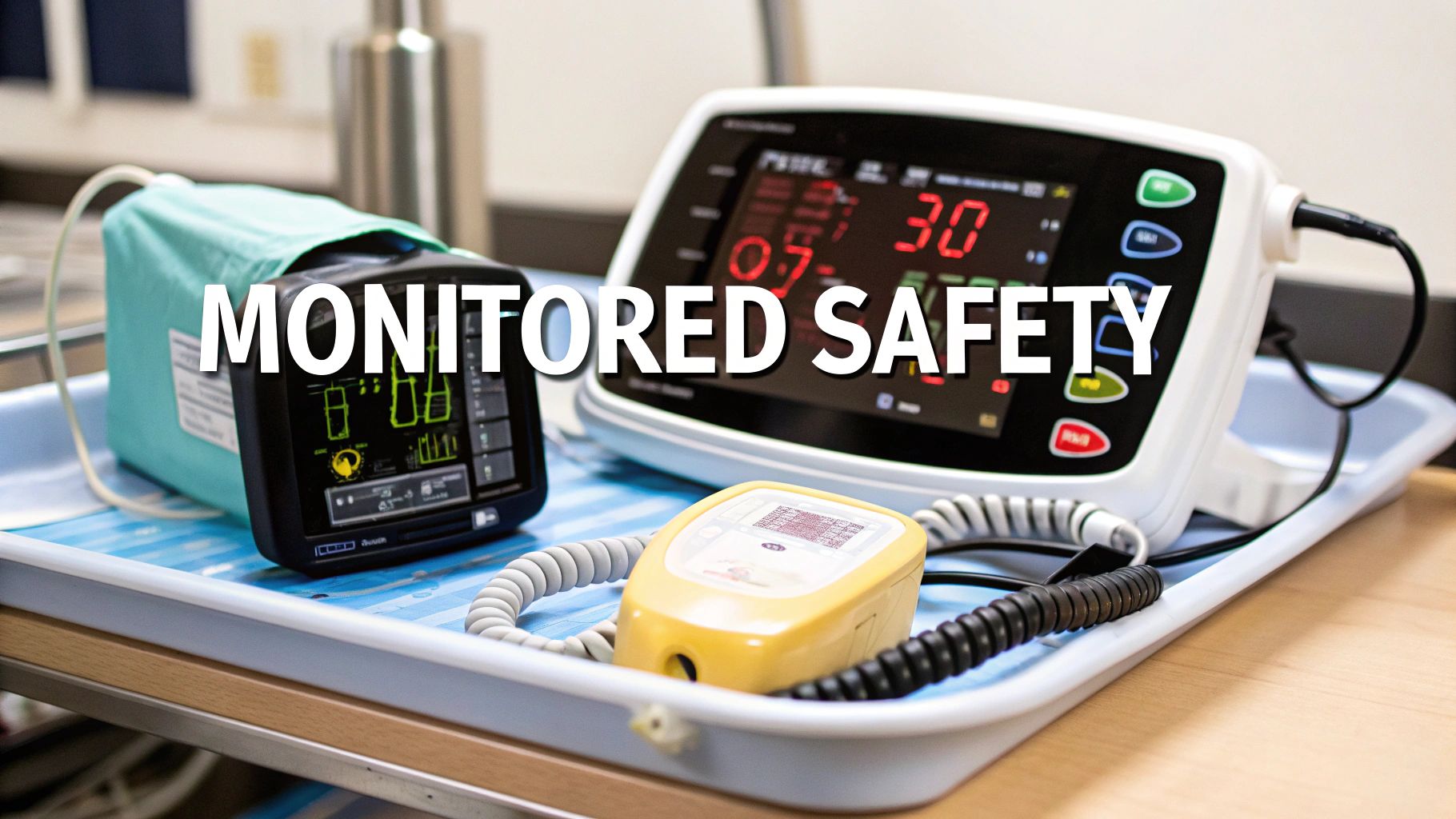 A dental assistant monitoring a patient's vitals on a screen during a procedure.