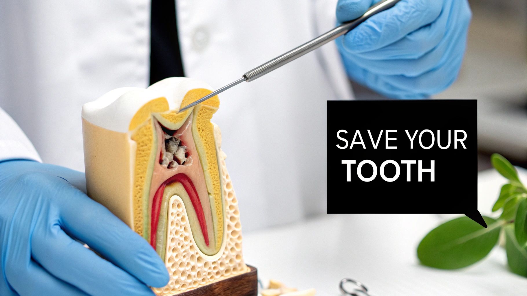 Cross-section of a tooth showing the pulp and root canal