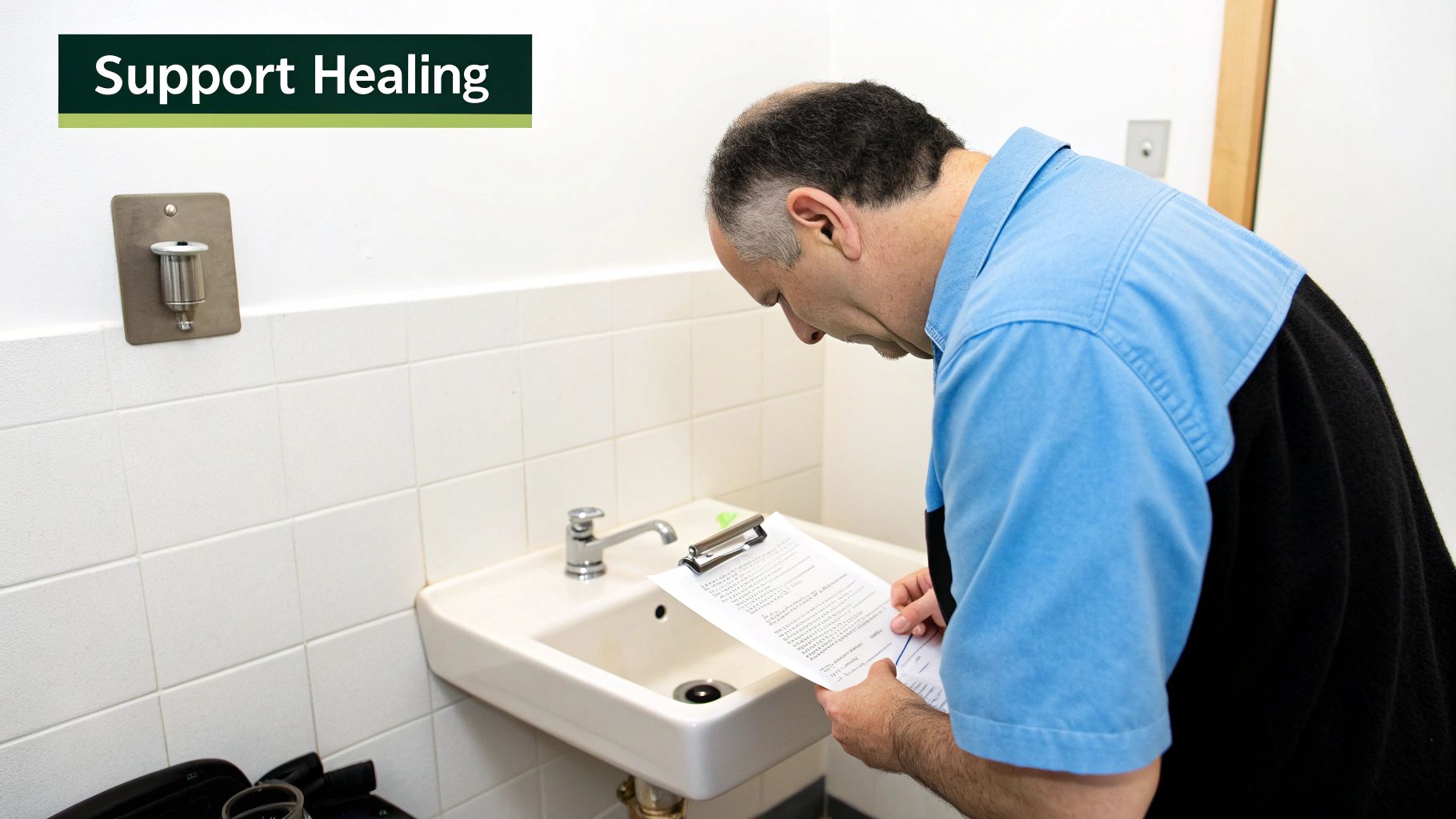 A patient smiling and holding an apple, showing healthy teeth and gums.