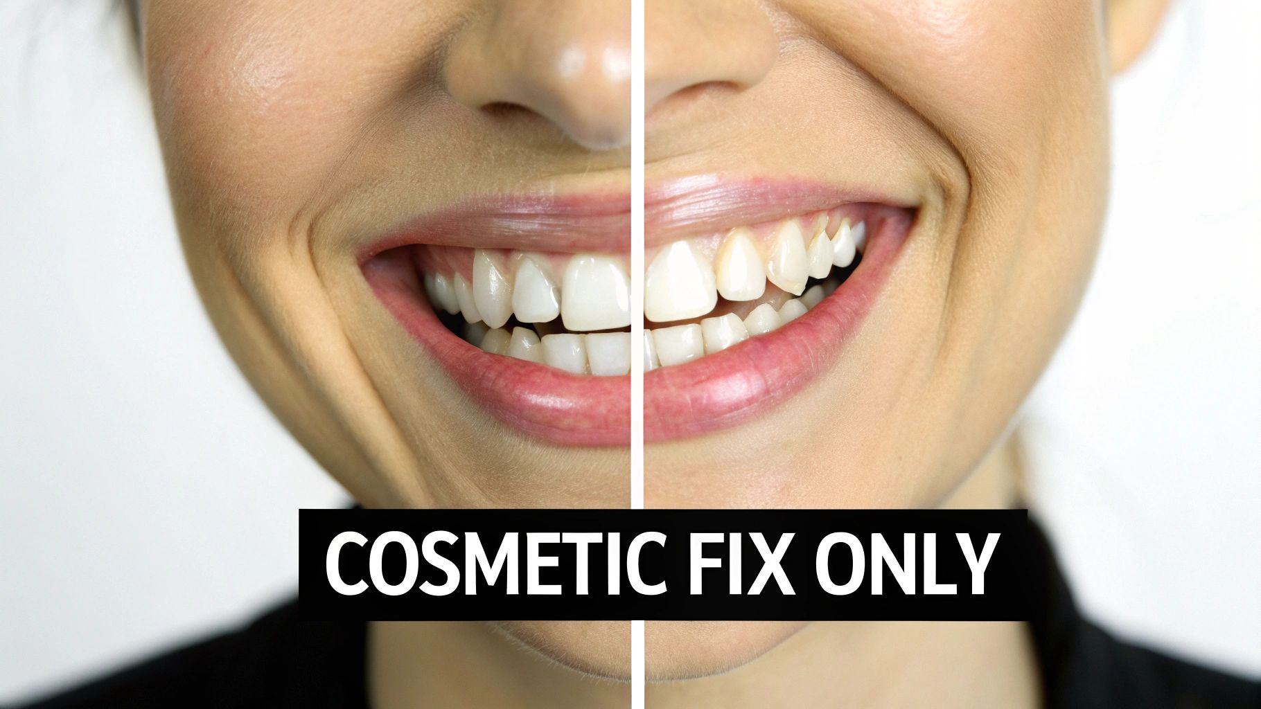 A person with a bright, straight smile after getting veneers.