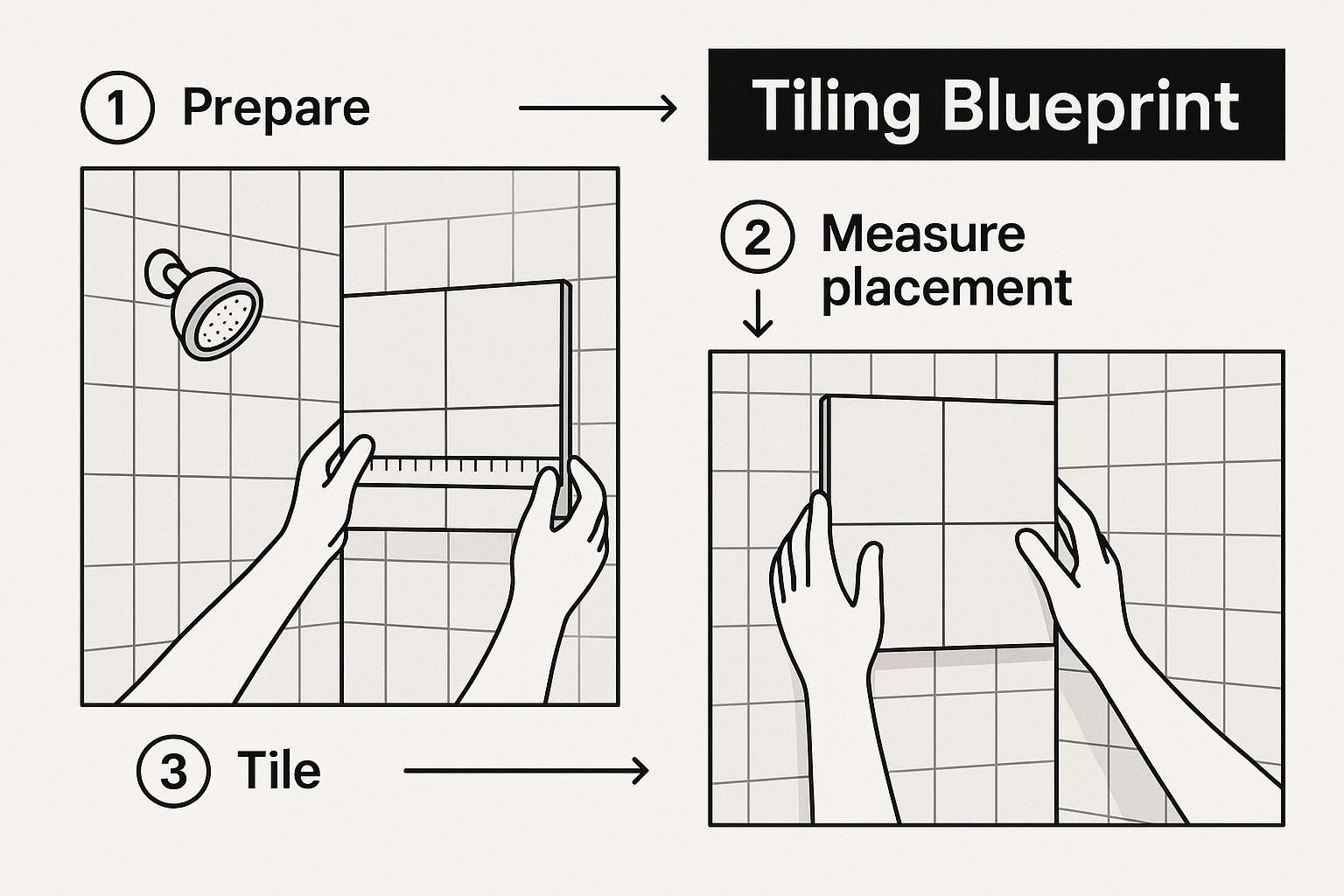Infographic about how to tile a shower wall