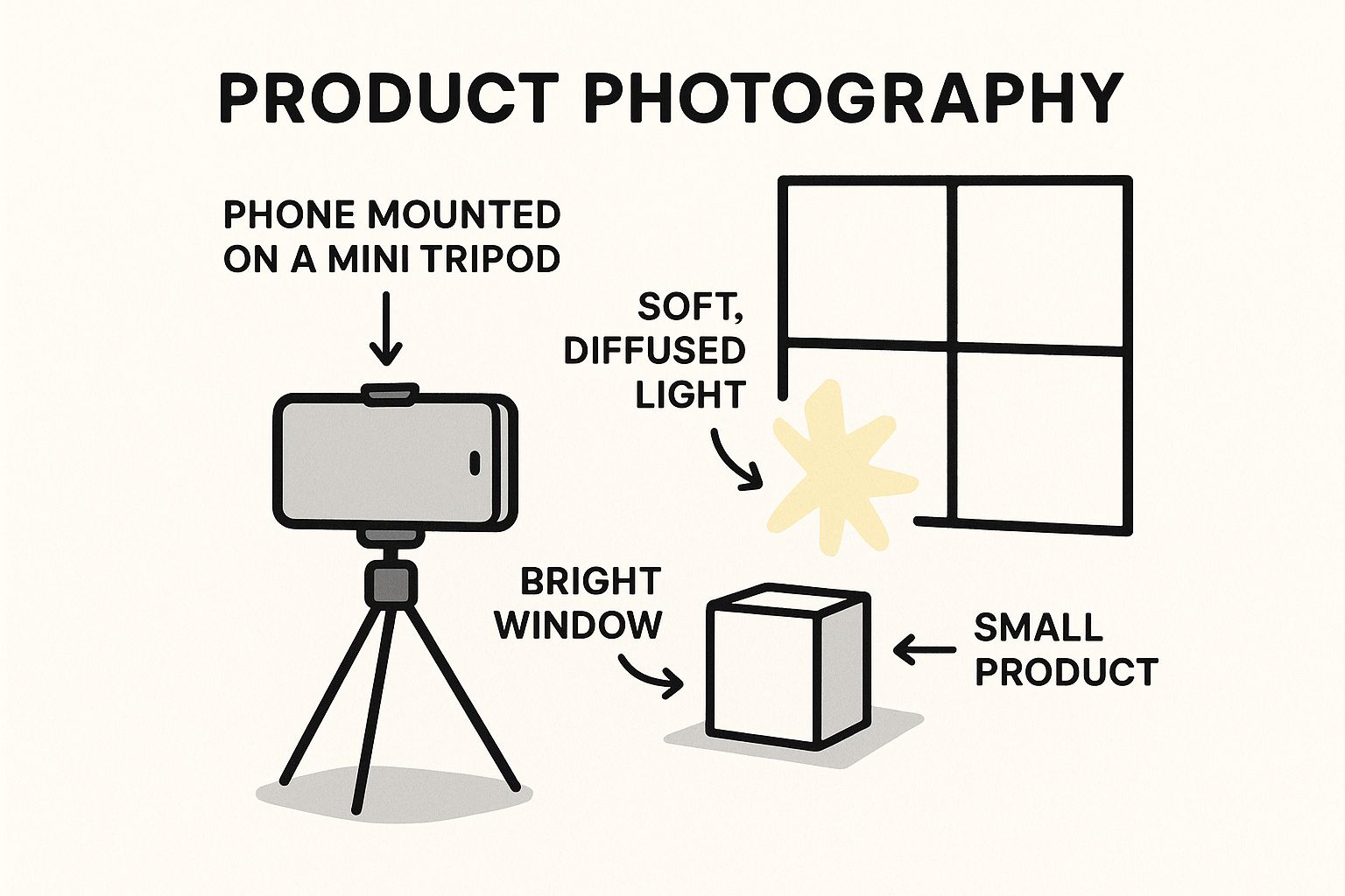 Infographic about how to take product photos with phone