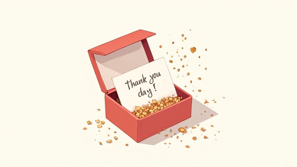 A well-packaged Etsy order with a thank you note, ready for shipping.