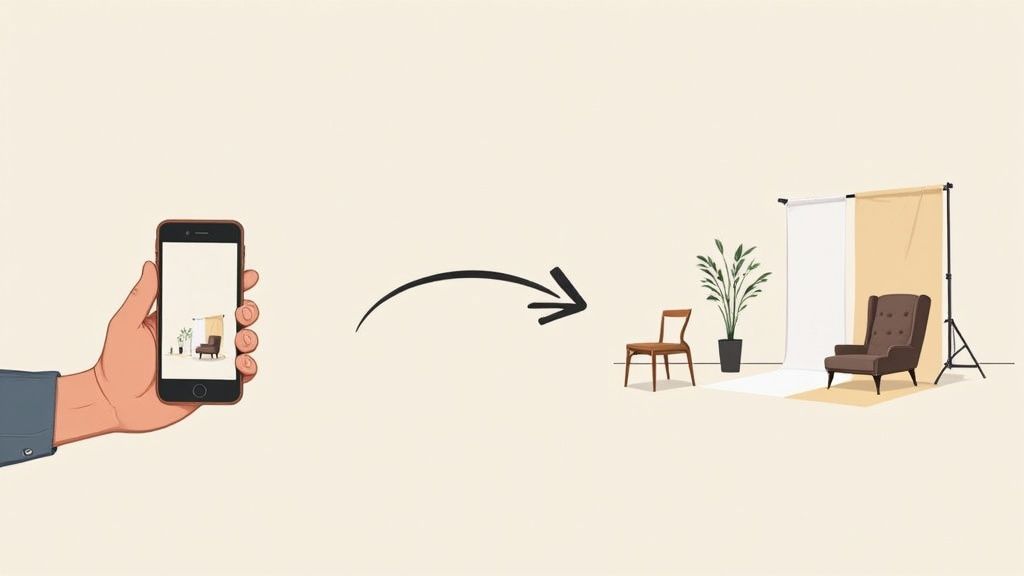 An AI-generated product photo showing a cosmetic product in a beautiful lifestyle setting.