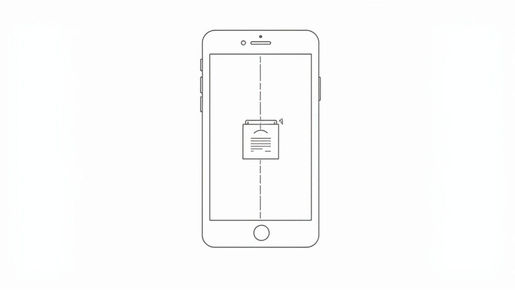 A smartphone camera screen showing grid lines and focus lock on a product.