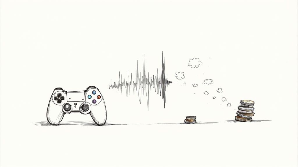 A futuristic game character with glowing blue eyes, representing advanced AI voice technology in gaming.