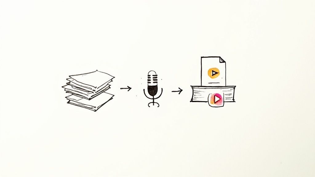 Student listening to audio created from a PDF on headphones.