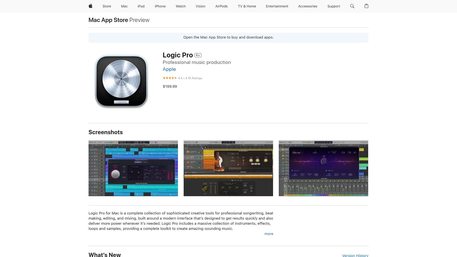 Apple Mac App Store (Logic Pro)
