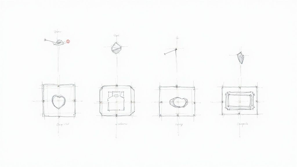 A collection of custom-shaped die-cut stickers and cards