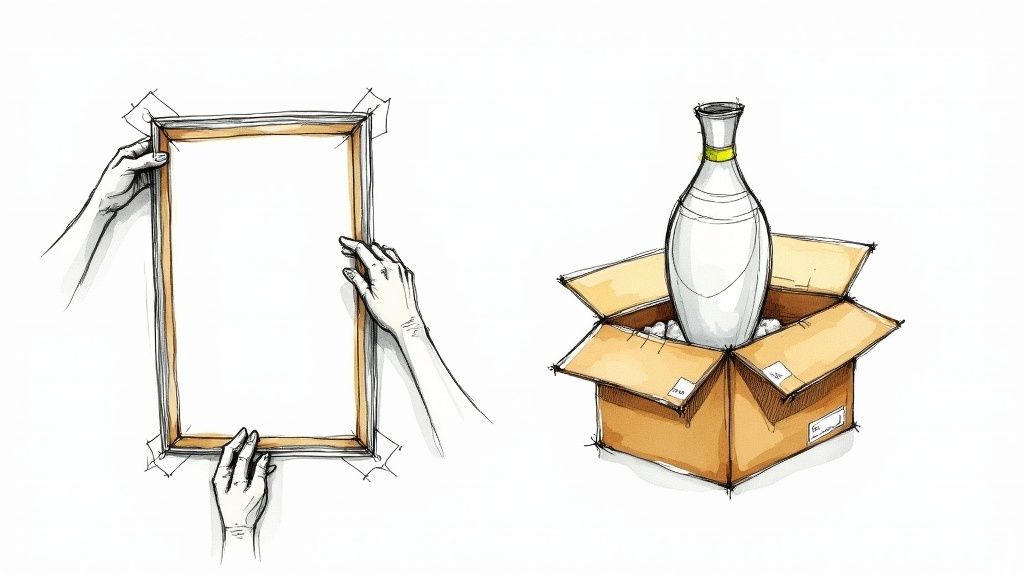 A person using a marker to label a cardboard moving box clearly.