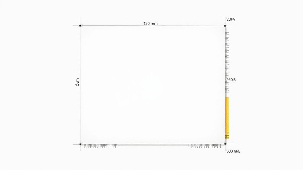 A person holding up an A4 size poster with a minimalist design.