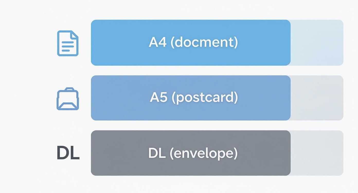 Infographic about dimensions for a flyer