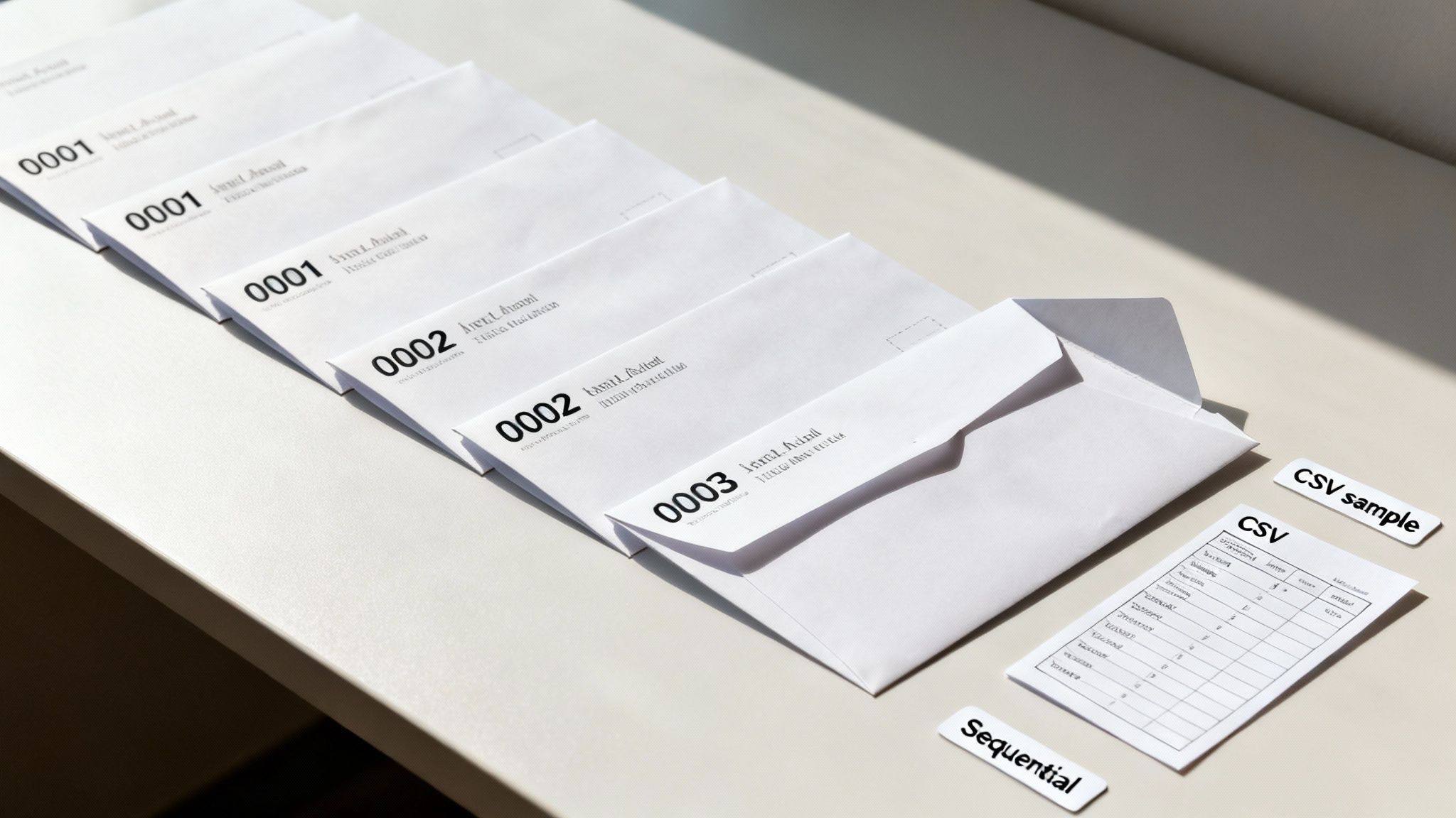 Workflow example showing numbered envelopes